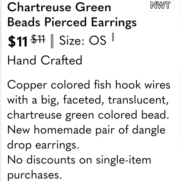 Chartreuse Green Dangle Bead Earrings - Picture 6 of 6